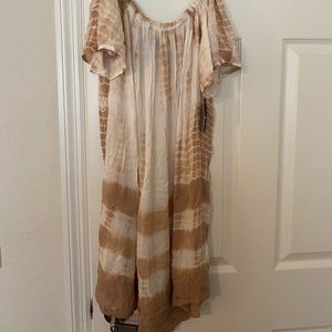 tie dye off the shoulder beach coverup